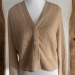 Filoro Pointelle Heart 2 Ply 100% Cashmere Cardigan Honey Size Small Swe… Tan Photo 12