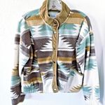 Weekends Everyday Sage Brown Aztec Southwest Sherpa Fleece Jacket Women's S Photo 0