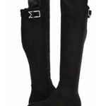 Calvin Klein Presley over knee black Faux Suede boots Silver Hardwear size 7 Photo 0