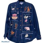 Casey Coleman vintage embroidered Noah’s Ark denim Blue Photo 12