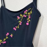 Oscar de la Renta  Black Cherry Blossom Embroidered One Piece Swim Photo 7