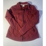 CAbi  Med Full Zip Cotton Slub Knit Training Jacket Burgundy 4122 Pockets‎ Zip Photo 1