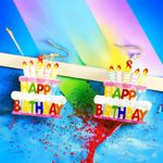 1‎ Pair Of Birthday Cake Design Happy Birthday Colorful Acrylic Earrings Photo 2
