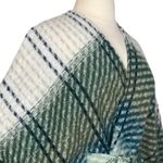 LC Lauren Conrad Lauren Conrad Sweater Belted Wrap Shawl Cream Blue Green Plaid Women’s Size OS Photo 7