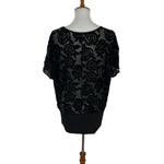 Suzy Shier  Top Large Black Short Sleeve Sheer Blouse Night Out Clubwear Sexy Photo 3