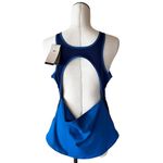 Nike NWT Women's  Yoga Dri-FIT Tank Top Open Back In Dark Marina Blue Photo 2