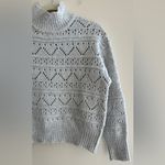 Chelsea & Theodore Abstract Pattern Turtleneck Sweater, Light Grey, Size Small Gray Photo 4