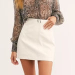 Free People Modern Femme Faux Leather Mini Skirt Snow White Size 10 New Photo 0