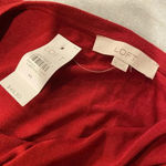 Loft NWT Red Ruffle Cuff Sheer Sleeve Scoop Neck Knit Pullover Top Blouse Size M Photo 8