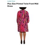 London Times  Twisted Front 3/4 Sleeve A-Line Dress Berry Multi Print Size 16 Photo 5