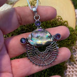 Abalone Shell Sterling Silver Necklace Popcorn Chain Purple Photo 0