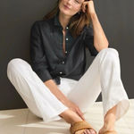 Aritzia NEW  Babaton Women's Button Up Utility Linen Shirt Black Size XXS Photo 0