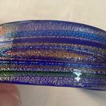 Womens Acrylic Cuff Bracelet Cobalt Blue Multicolor Sparkle 8” Photo 3