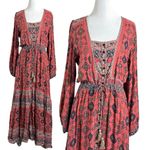 Tulle & Batiste Bohemian Gypsy Maxi Dress Size Medium Renaissance Shanaya Gown Red Photo 4