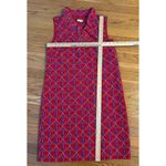Talbots Red Blue Novelty Anchor Print Ruffle Neck Shift Dress Size 6 Gold Button Photo 9
