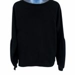 Cable & Gauge Black Long Sleeve Balloon Sleeve Knit Pullover Sweatshirt Top Photo 1
