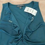 INC NWT szL Dark teal sleeveless gathered keyhole lined front top Size L Photo 3