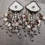 Vintage Handmade Beaded Earrings Bohemian Beach Hippie Boho White Gold Photo 1