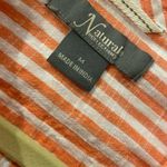 Natural Reflections  Size M Cotton Coral White Striped Textured Button Down Shirt Photo 8