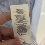 EXPRESS light blue/white striped button down with floral embroidery Photo 4