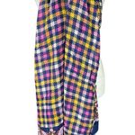 Talbots pink blue yellow white checkered rectangle basset hound dog scarf wrap Photo 4