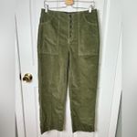 Veronica Beard Cotton Crosbie High Rise Crop Wide Leg Green Corduroy Pants 30 Photo 2