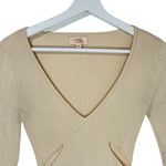 Camila Coelho Tate V-Neck Cutout Ribbed Pullover Sweater Ivory Cream XS Photo 6