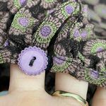 Didi Wrap Blouse Floral Print Ruffle Size Small Women Top Brown Green Purple Mod Photo 10