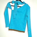 Andersson Bell Conny Scarf Neck Tight Knit Top One Shoulder Blue L Size L Photo 1