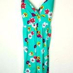 Derek Heart Mint Green and Floral Midi Dress with Tie Around Size Small Photo 0