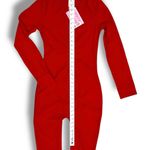 Leg Avenue  Women’s Sexy Red Cozy Brushed Ribbed Long Johns Sz S/M Flap Opening Photo 7