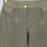 Chico's 1 Tan Alligator Embossed Print Front Pants Comfort Waist Pockets Size 8 Photo 1