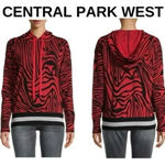Central Park West  Red Black Tiger Animal Print Hooded Sweater Pullover Size S Photo 1