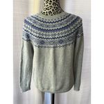 Talbots Talbot Winter Sweater Women Gray Blue Fair Isle Crew Neck Sz Lp Cotton Blend Photo 8