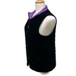 Coldwater Creek Vest Sz S Velvet Silk Reversible Zip Black Purple Quilted Mature Photo 4