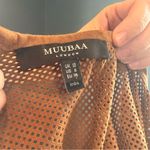 Muubaa Brown Suede Perforated Short Sleeve Top size 10 Photo 5