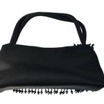 Little Black Formal Evening Purse Beaded Handbag Fabric 8.5 x 3.5 With Handle u Photo 3