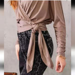 Buckle Top, Surplice Side Tie Top WILLOW & ROOT Size, XL Brown Photo 2