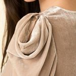 Tibi  Silk Velvet Marble Cream Drape Sleeve Top Photo 1