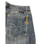 Miss Me 27 Flare Raw Edge Low Rise Denim Jean Embossed Back Pockets 30" Inseam Photo 2