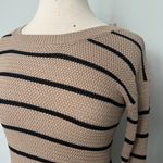 PaperMoon Tan Black Stripe Knit Crewneck Pullover Sweater Photo 6