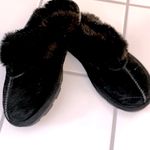 Black Genuine Leather with Faux Fur Lined Shoe Slipper Size 7 Photo 2