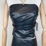 NIA the Brand Origami Faux Leather Top & Midi Skirt Set in Black Photo 1