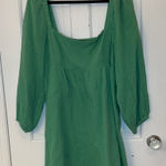 J.Crew  Green Dress with Long Puff Sleeves size L EUC Photo 0