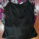 Iz Byer Pink and black abstract print smocked top size medium Photo 3