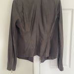 Vince Draped Brown Moto Leather Jacket Rib Knit Wool Details Size M Zipper Photo 8