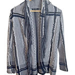 Nic+Zoe  Womens Cardigan Sweater Sz M Gray Aztec Open Front Fringe Trim Photo 0