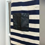 J.Crew  Navy & Cream Stripe Faux Leather Pockets Dress Short Sleeve Size XXS Photo 6