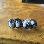 Natural White Buffalo Sterling Silver Snake Earrings Photo 0