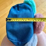 Handmade  Colorful Fluffy Heart Hand Bag, Adjustable Shoulder Strap, Blue, Denim Photo 14